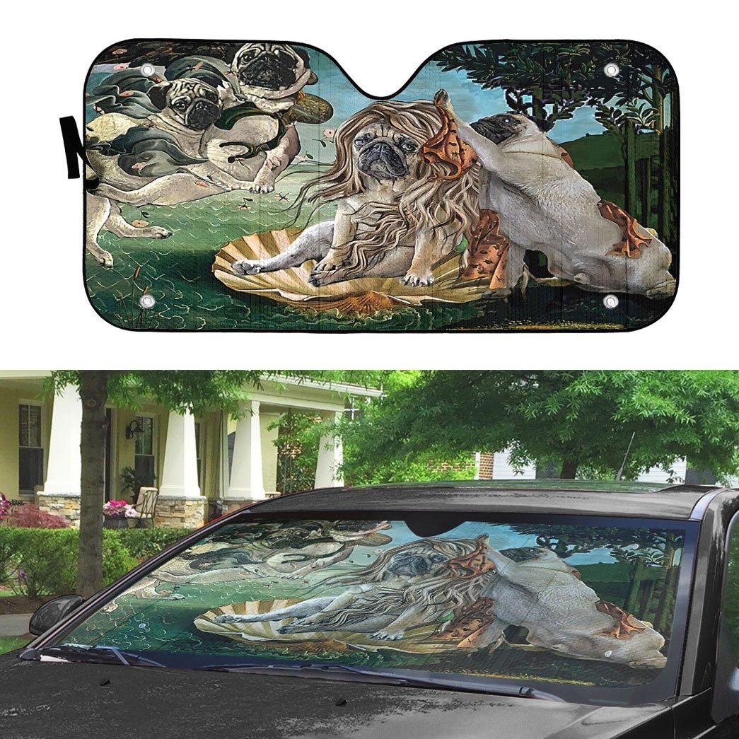 Gearhumans 3D The Birth of Venus Pug Custom Sunshade GS0507218 Auto Sunshade
