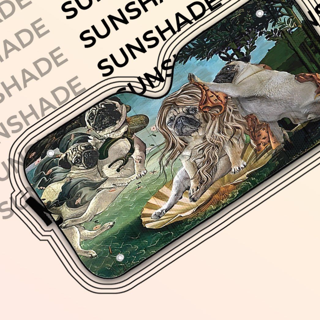 Gearhumans 3D The Birth of Venus Pug Custom Sunshade GS0507218 Auto Sunshade