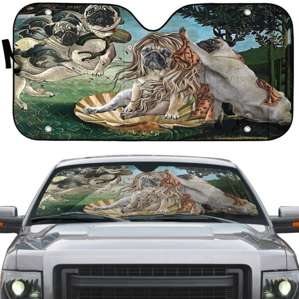 Gearhumans 3D The Birth of Venus Pug Custom Sunshade GS0507218 Auto Sunshade
