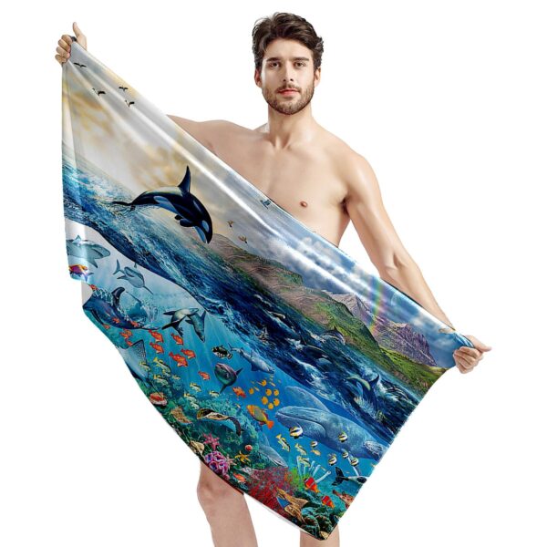 Gearhumans 3D The Great Blue Sea Dolphin Custom Beach Towel GS16062119 Towel