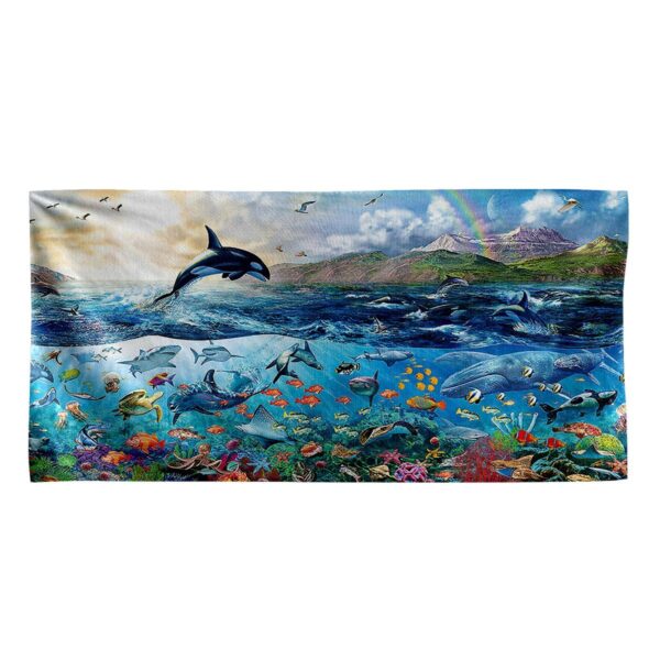 Gearhumans 3D The Great Blue Sea Dolphin Custom Beach Towel GS16062119 Towel Towel 60''x30'' 