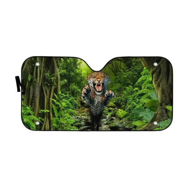 gearhumans 3D The Jaguar Hunting Custom Car Auto Sunshade GL29063 Auto Sunshade 57''x27.5'' 