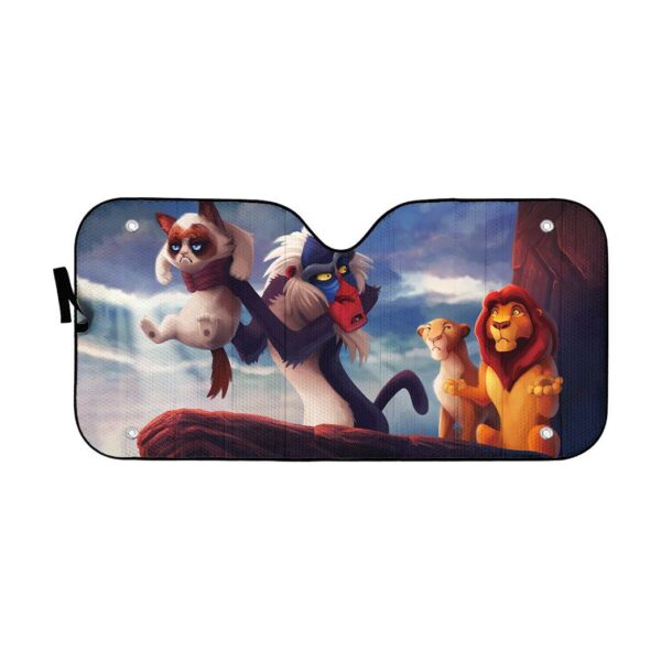 Gearhumans 3D The Lion King With Grumpy Cat Custom Car Auto Sunshade GO23042120 Auto Sunshade 57''x27.5''