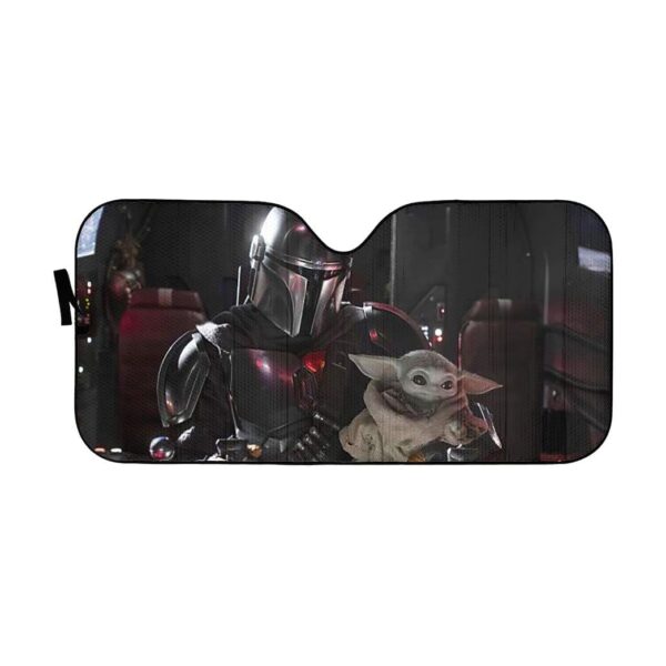 gearhumans 3D The Mandalorian Custom Car Auto Sunshade GL300710 Auto Sunshade 57''x27.5'' 