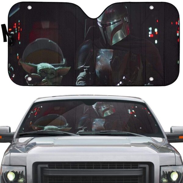 gearhumans 3D The Mandalorian Custom Car Auto Sunshade GL30079 Auto Sunshade 