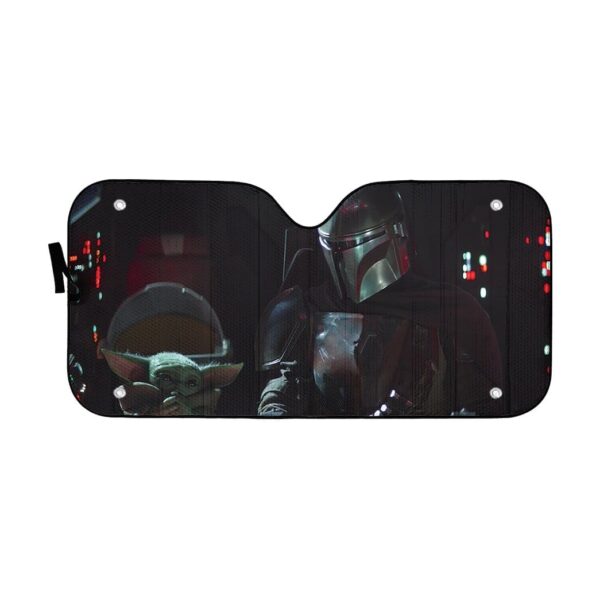 gearhumans 3D The Mandalorian Custom Car Auto Sunshade GL30079 Auto Sunshade 57''x27.5'' 