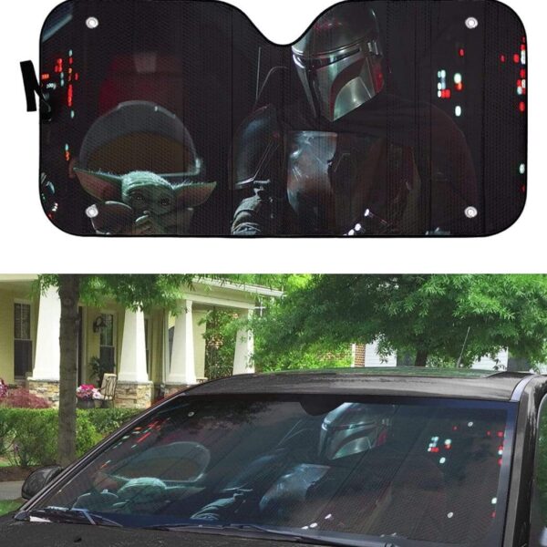 gearhumans 3D The Mandalorian Custom Car Auto Sunshade GL30079 Auto Sunshade 