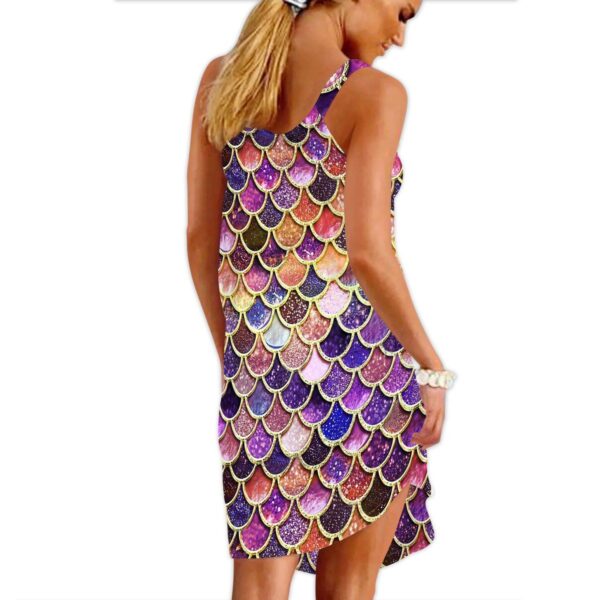 Gearhumans 3D The Most Autumnal Pink Sparkle Mermaid Tail In The Ocean Custom Sleeveless Beach Dress GO08062114 Beach Dress