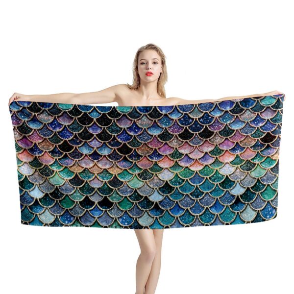 Gearhumans 3D The Most Blue Sparkle Mermaid Tail In The Ocean Custom Beach Towel GO07062110 Towel