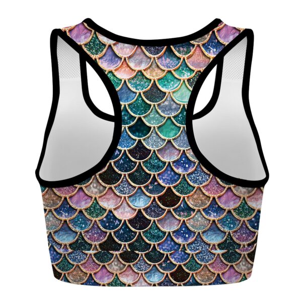 Gearhumans 3D The Most Blue Sparkle Mermaid Tail In The Ocean Custom Bra GO16062116 Sport Bra