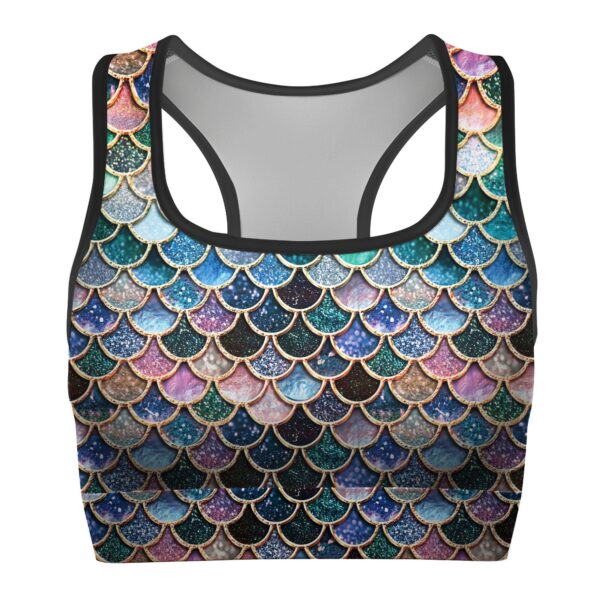 Gearhumans 3D The Most Blue Sparkle Mermaid Tail In The Ocean Custom Bra GO16062116 Sport Bra Sport Bra XS 