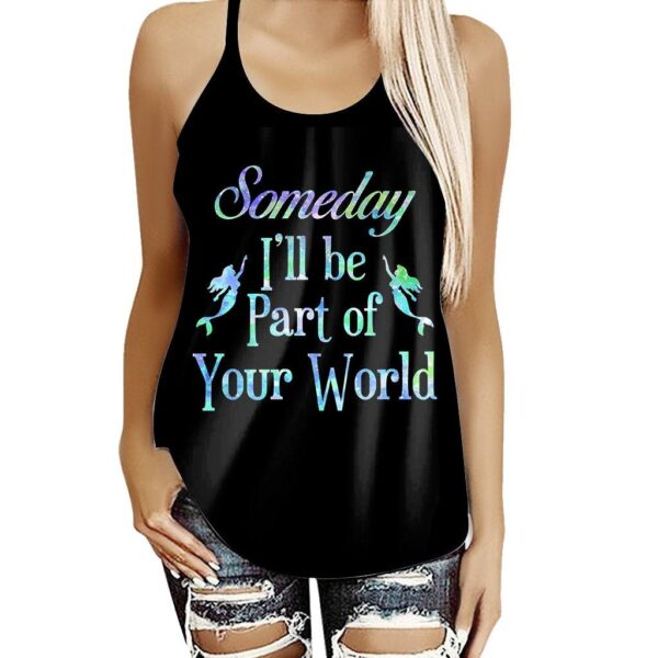 Gearhumans 3D The Most Blue Sparkle Mermaid Tail In The Ocean Custom Cross Tank Top GO16062109 Cross Tank Top Hollow Tank Top S 