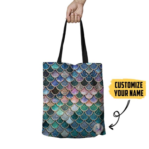 Gearhumans 3D The Most Blue Sparkle Mermaid Tail In The Ocean Custom Name Tote Bag GO11062119 Tote Bag