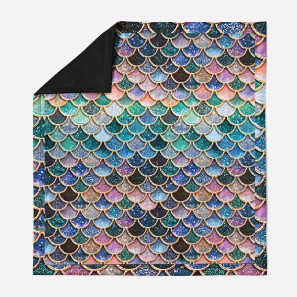 Gearhumans 3D The Most Blue Sparkle Mermaid Tail In The Ocean Custom Quilt GO16062111 Quilt Quilt Twins