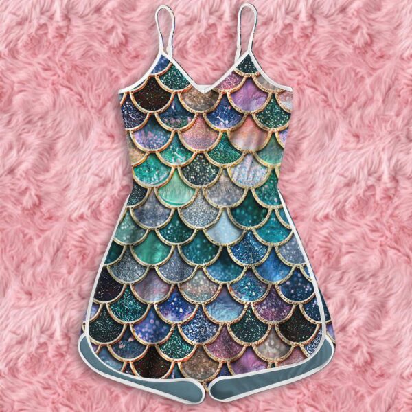 Gearhumans 3D The Most Blue Sparkle Mermaid Tail In The Ocean Custom Romper GO07062115 Rompers Rompers S 