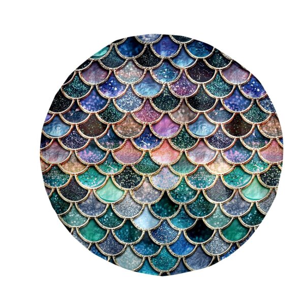 Gearhumans 3D The Most Blue Sparkle Mermaid Tail In The Ocean Custom Round Beach Towel GO24062116 Round Beach Towel Round Beach Towel FS 