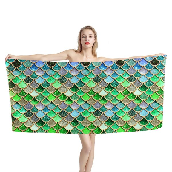 Gearhumans 3D The Most Green And Blue Sparkle Mermaid Tail In The Ocean Custom Beach Towel GO16062112 Towel