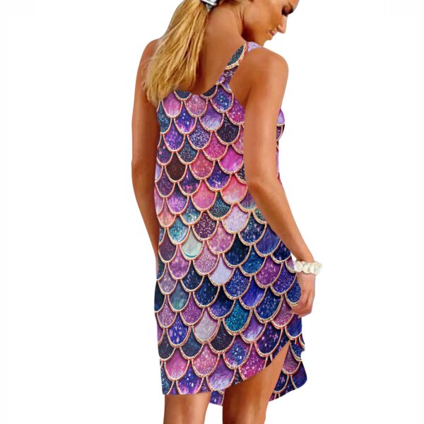 Gearhumans 3D The Most Pink Sparkle Mermaid Tail In The Ocean Custom Sleeveless Beach Dress GO01062113 Beach Dress