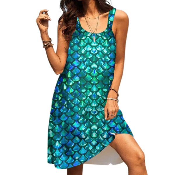 Gearhumans 3D The Most Shining Mermaid Custom Sleeveless Beach Dress GO18062120 Beach Dress