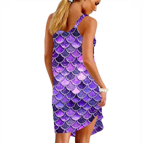 Gearhumans 3D The Most Ultra Violet Sparkle Mermaid Tail In The Ocean Custom Sleeveless Beach Dress GO14062110 Beach Dress