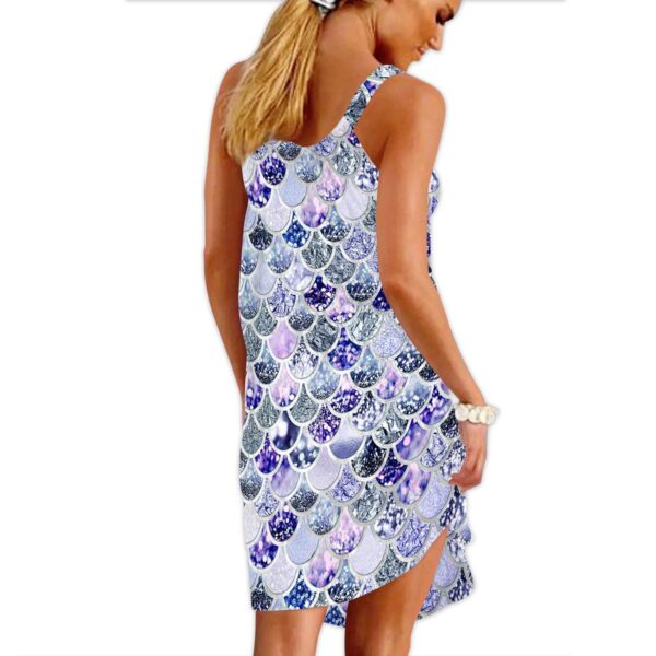Gearhumans 3D The Most Violet Sparkle Mermaid Tail In The Ocean Custom Sleeveless Beach Dress GO07062113 Beach Dress