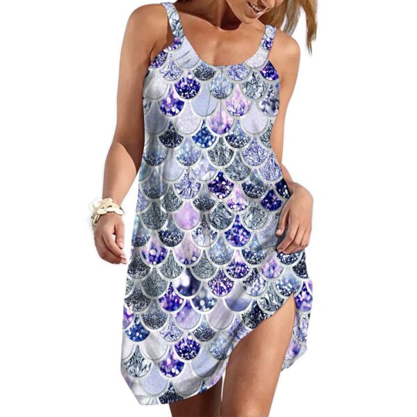 Gearhumans 3D The Most Violet Sparkle Mermaid Tail In The Ocean Custom Sleeveless Beach Dress GO07062113 Beach Dress Beach Dress S