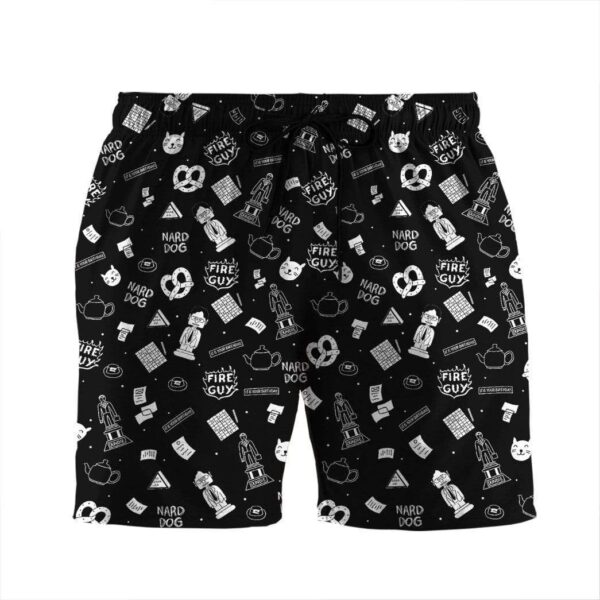 Gearhumans 3D The Office Pattern Custom Black Beach Shorts Swim Trunk GW24078 Men Shorts Men Shorts S