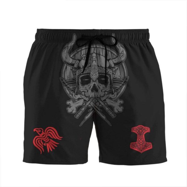 Gearhumans 3D The Raven Banner Viking Custom Beach Shorts Swim Trunk GW10077 Men Shorts Men Shorts S
