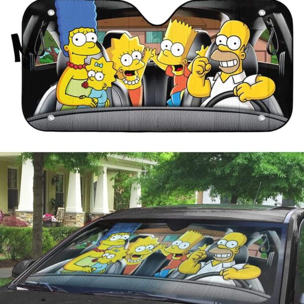 gearhumans 3D The Simpsons Custom Car Auto Sunshade GV19074 Auto Sunshade 