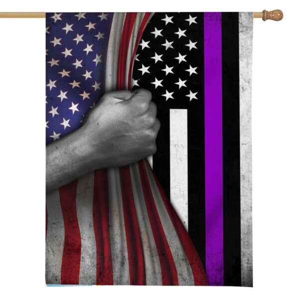 Gearhumans 3D Thin Purple Line American Custom Flag GW20052113 House Flag