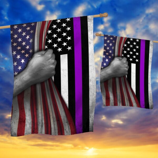 Gearhumans 3D Thin Purple Line American Custom Flag GW20052113 House Flag 