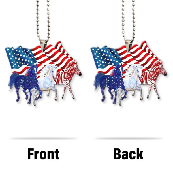 Gearhumans 3D Three Horse American Flag Custom Car Hanging GW0406211 Car Hanging