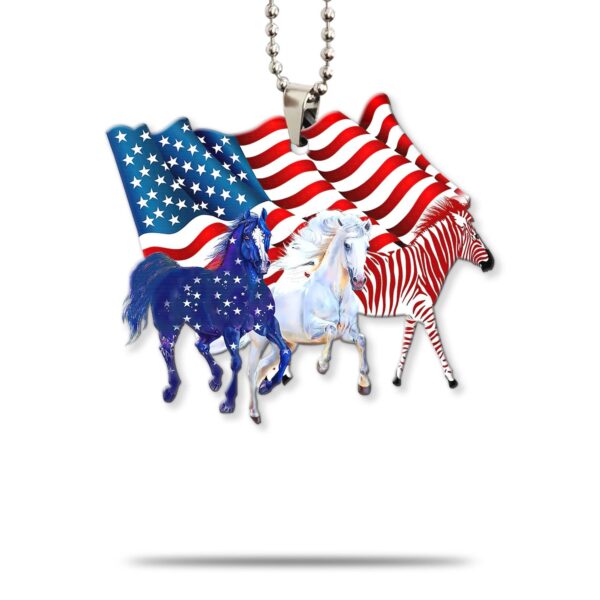 Gearhumans 3D Three Horse American Flag Custom Car Hanging GW0406211 Car Hanging Car Hanging/1 Pack