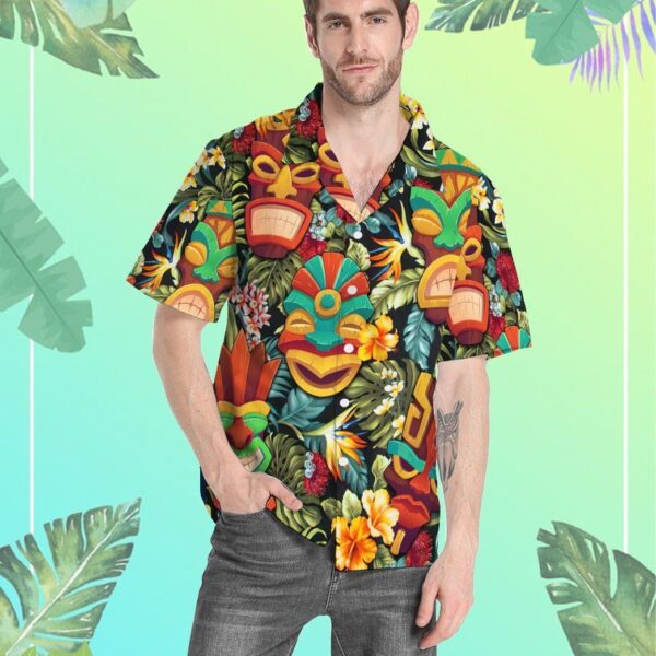 Gearhumans 3D Tiki Head Hawaii Shirt ZK13043 Hawai Shirt 