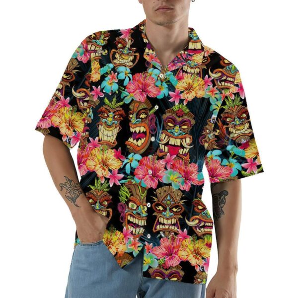 Gearhumans 3D Tiki Head Hawaii Shirt ZZ14041 Hawai Shirt 