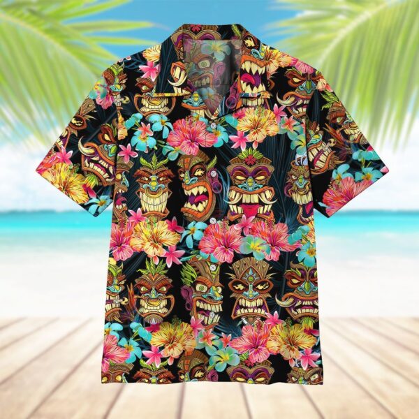 Gearhumans 3D Tiki Head Hawaii Shirt ZZ14041 Hawai Shirt 