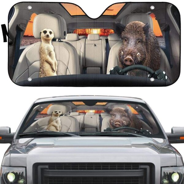 gearhumans 3D Timon And Pumbaa Custom Car Auto Sunshade GL06078 Auto Sunshade 