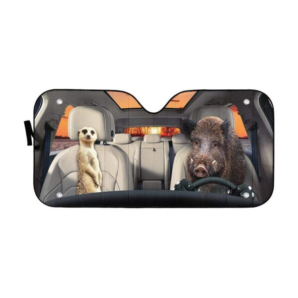 gearhumans 3D Timon And Pumbaa Custom Car Auto Sunshade GL06078 Auto Sunshade 57''x27.5'' 