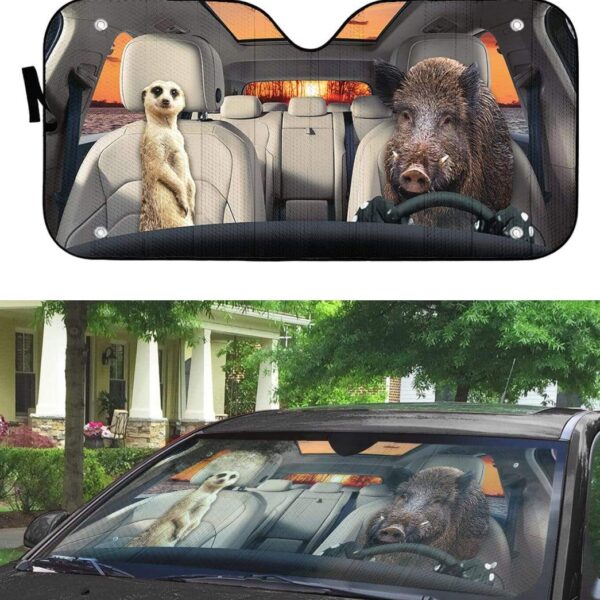 gearhumans 3D Timon And Pumbaa Custom Car Auto Sunshade GL06078 Auto Sunshade 