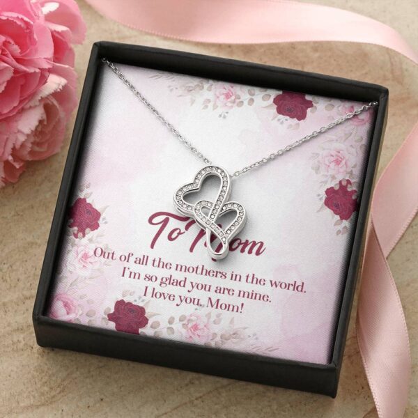 Gearhumans 3D To Mom Mothers Day Gift Double Heart Necklace GS2604212 ShineOn Fulfillment 