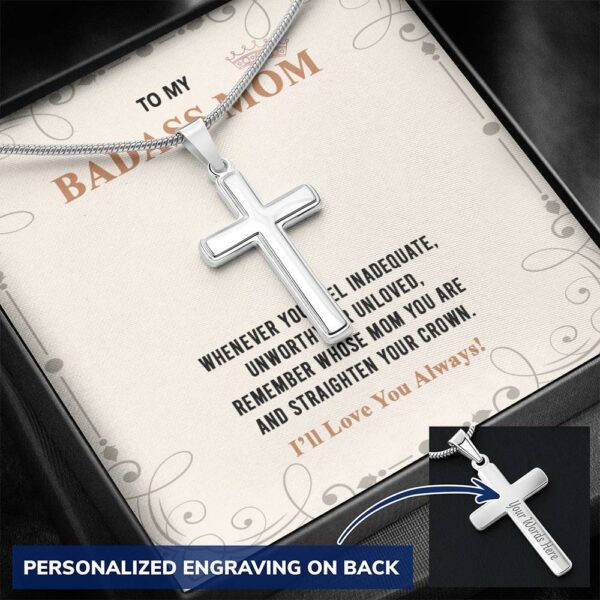 Gearhumans 3D To My Badass Mom Happy Mothers Day Personalized Cross Necklace GS2604218 ShineOn Fulfillment