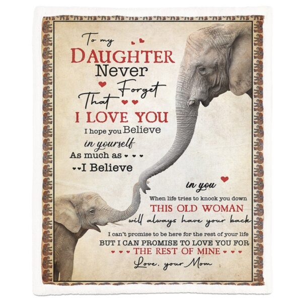 Gearhumans 3D To My Daughter Elephant Mom Mothers Day Gift Custom Blanket GW07049 Blanket Blanket M(51''x59'')