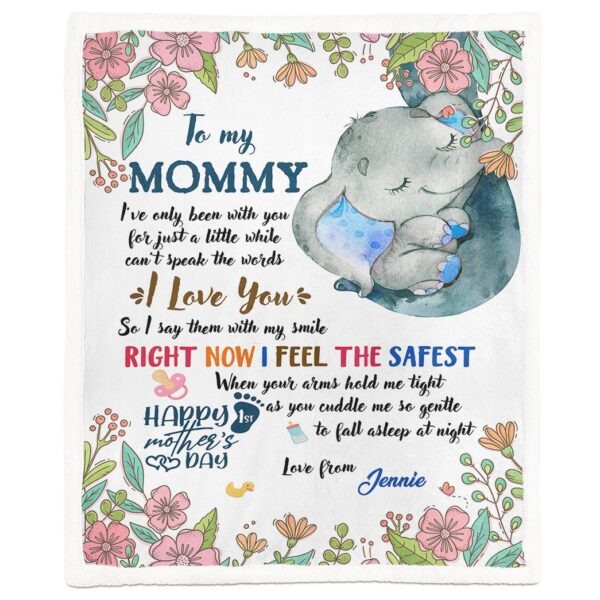 Gearhumans 3D To My Mommy Elephant Mothers Day Gift Custom Name Blanket GW070410 Blanket Blanket M(51''x59'')