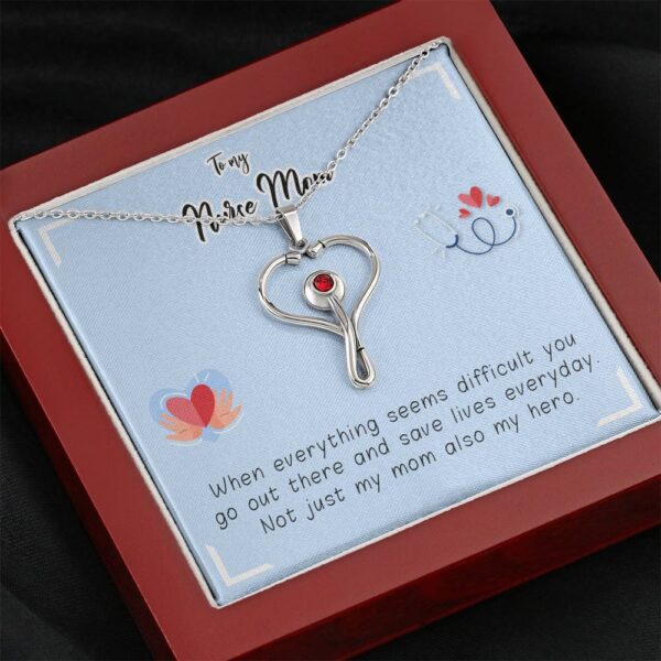 Gearhumans 3D To My Nurse Mom Happy Mothers Day Stethoscope Necklace GS27042113 ShineOn Fulfillment Mahogany Style Luxury Box