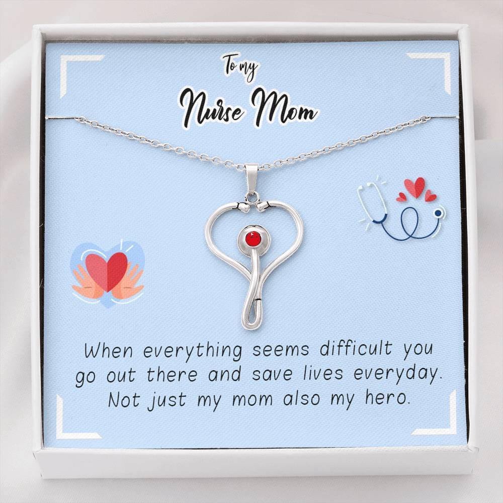Gearhumans 3D To My Nurse Mom Happy Mothers Day Stethoscope Necklace GS27042113 ShineOn Fulfillment Standard Box