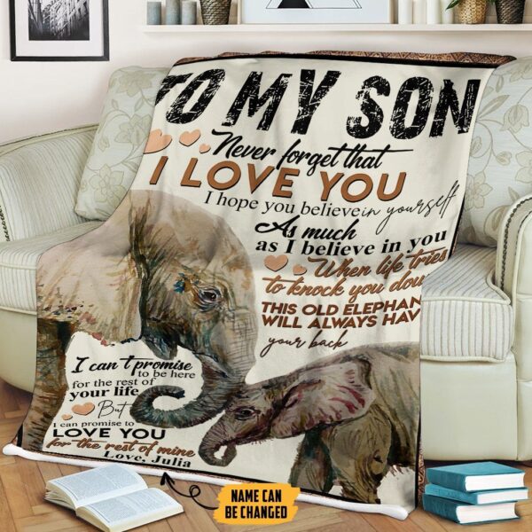 Gearhumans 3D To My Son Elephant Mom Mothers Day Gift Custom Name Blanket GW07047 Blanket