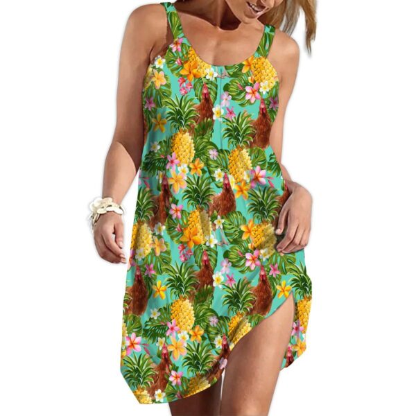 Gearhumans 3D Tropical Chicken Pineapple Custom Beach Dress GW0806217 Beach Dress Beach Dress S 
