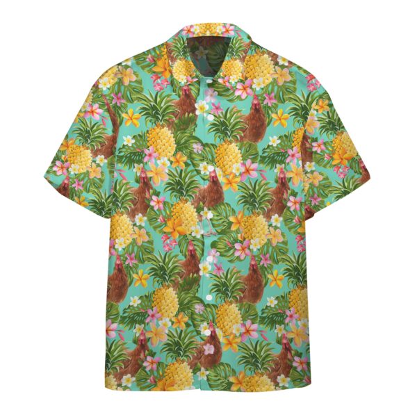 Gearhumans 3D Tropical Chicken Pineapple Custom Short Sleeve Shirts GW0806218 Hawai Shirt Short Sleeve Shirt S