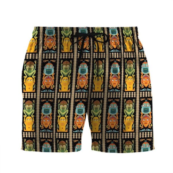 Gearhumans 3D Tropical Hawaiian Polynesian Tiki Totems Custom Beach Shorts Swimm Trunk GO24062115 Men Shorts Men Shorts S 