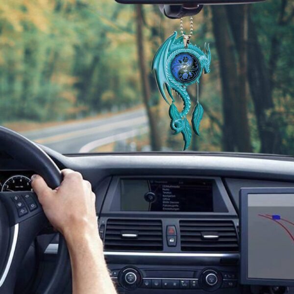 Gearhumans 3D Turquoise Blue Dragon Dreamcatcher Car Hanging GJ27052111 Car Hanging 